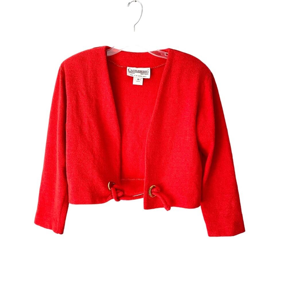 Castleberry London New York Vintage Crop TomatoRed Crop Jacket Gold Tie Grommet
